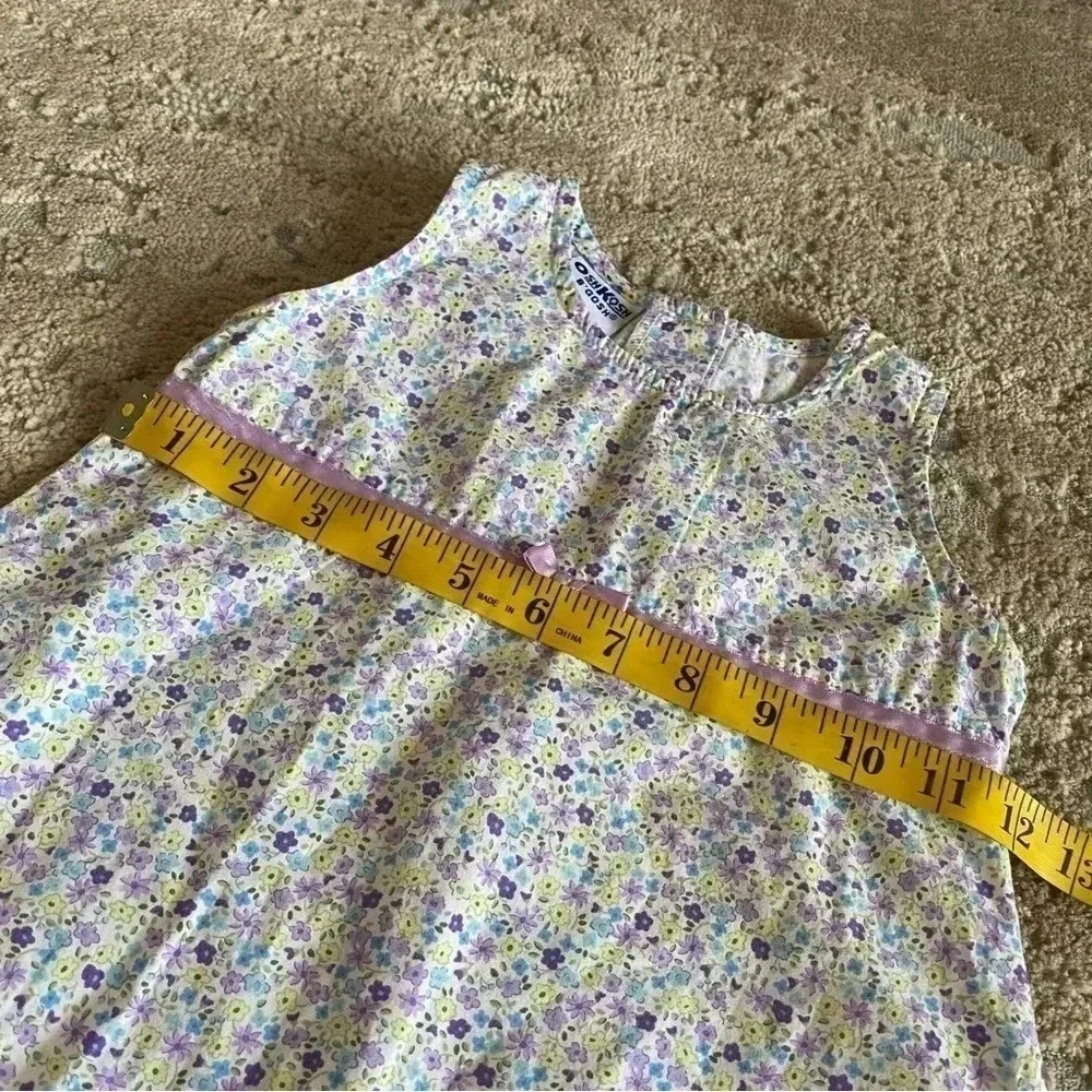 OshKosh B'Gosh Vintage 100% Cotton Floral Sleeveless Girls' Dress Bow: 18mos